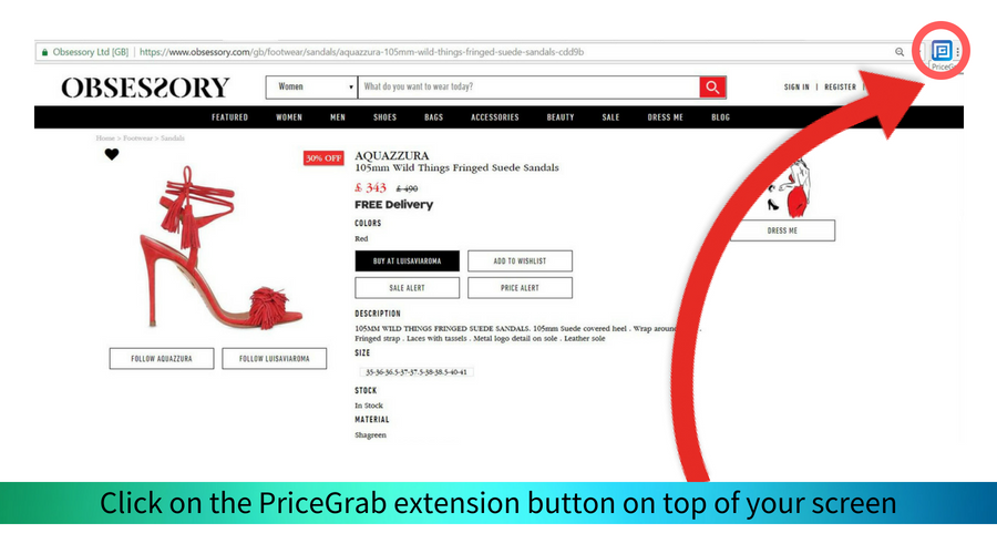 Click on the Grabber button and enter your wishlist’s name and save the product into your one universal wishlist.