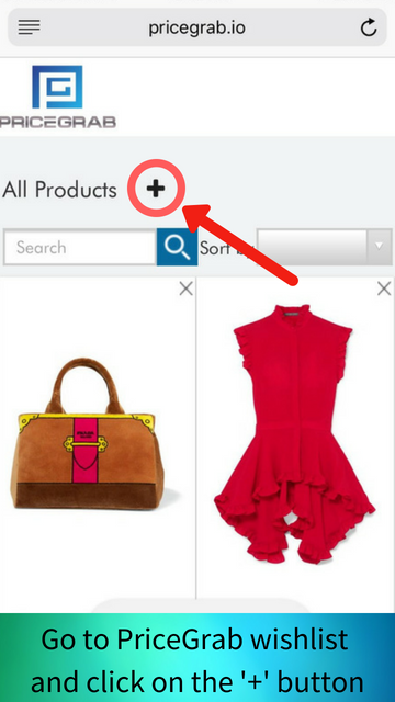 Open PriceGrab in new tab and enter into your wishlist page and then click on the “Add products (+)” button.